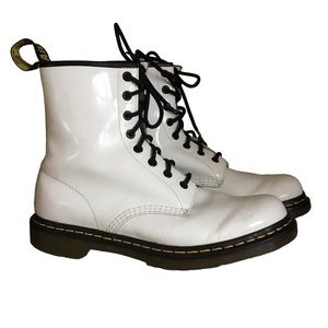 Dr. Martens 1460 White Patent Leather Combat Boots AS IS